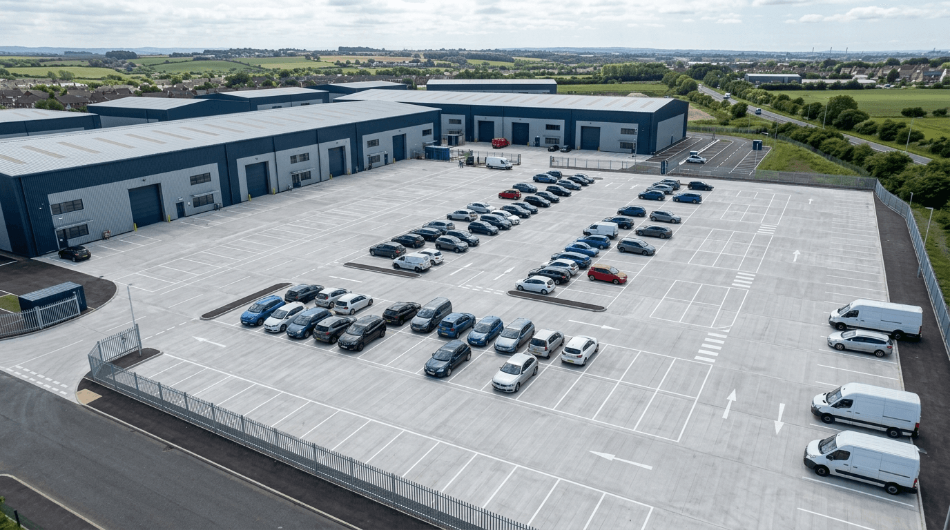 Pressure washing a commercial hard-standing area